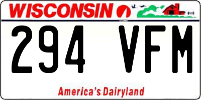 WI license plate 294VFM