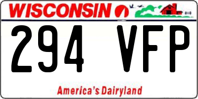 WI license plate 294VFP