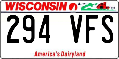 WI license plate 294VFS