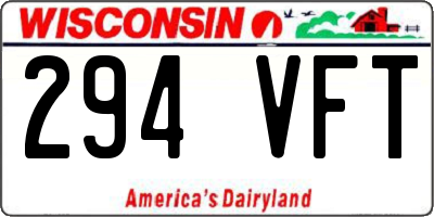 WI license plate 294VFT