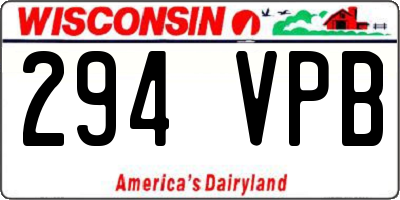 WI license plate 294VPB