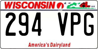 WI license plate 294VPG