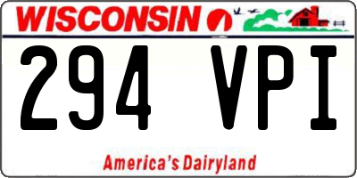WI license plate 294VPI
