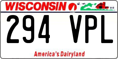 WI license plate 294VPL