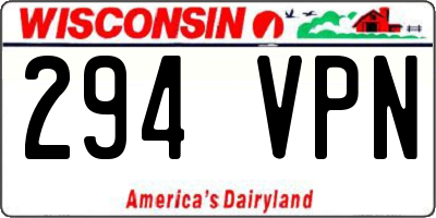 WI license plate 294VPN