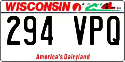 WI license plate 294VPQ