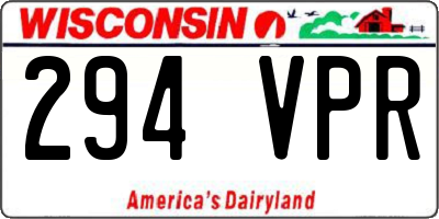 WI license plate 294VPR