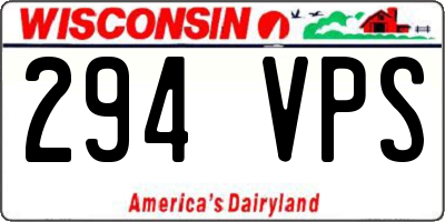 WI license plate 294VPS