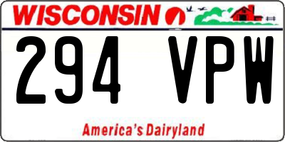 WI license plate 294VPW
