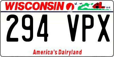 WI license plate 294VPX