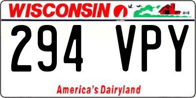WI license plate 294VPY