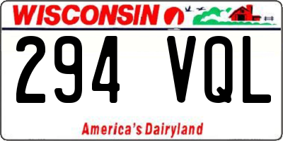 WI license plate 294VQL