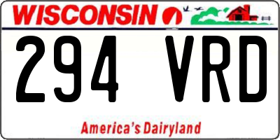 WI license plate 294VRD