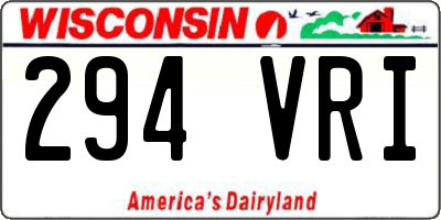 WI license plate 294VRI