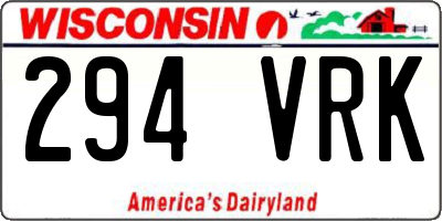 WI license plate 294VRK