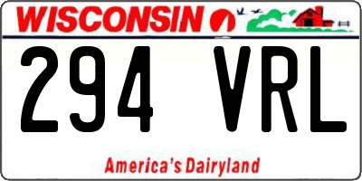 WI license plate 294VRL