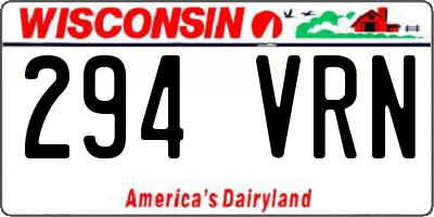 WI license plate 294VRN