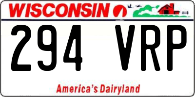 WI license plate 294VRP