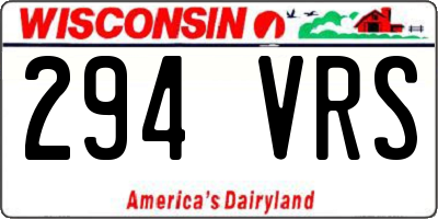 WI license plate 294VRS