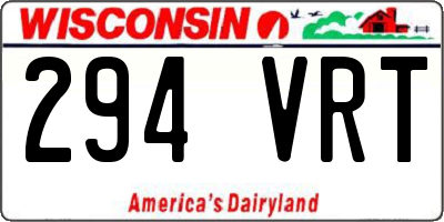 WI license plate 294VRT