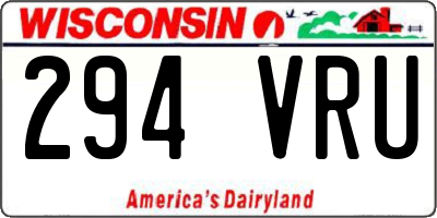 WI license plate 294VRU