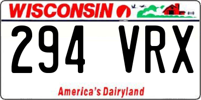 WI license plate 294VRX