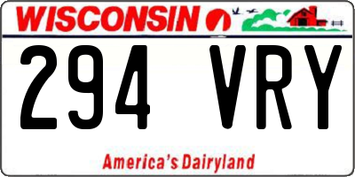 WI license plate 294VRY