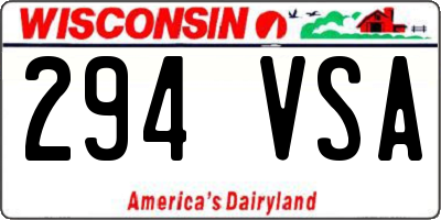WI license plate 294VSA
