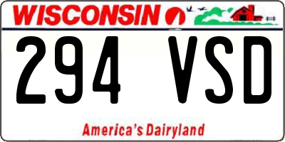 WI license plate 294VSD