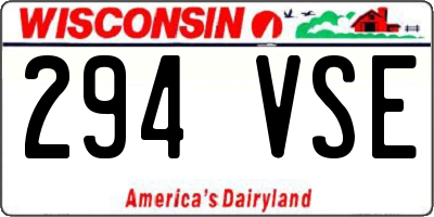 WI license plate 294VSE