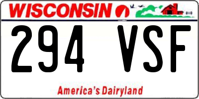 WI license plate 294VSF