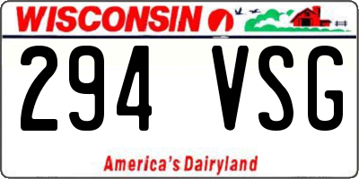 WI license plate 294VSG