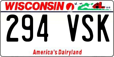 WI license plate 294VSK