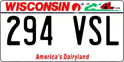 WI license plate 294VSL