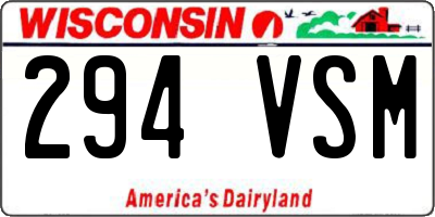 WI license plate 294VSM