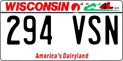 WI license plate 294VSN