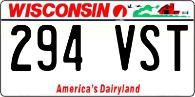 WI license plate 294VST