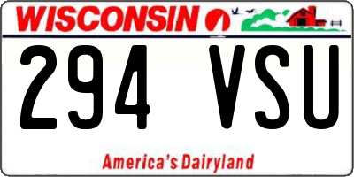 WI license plate 294VSU