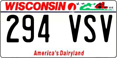 WI license plate 294VSV