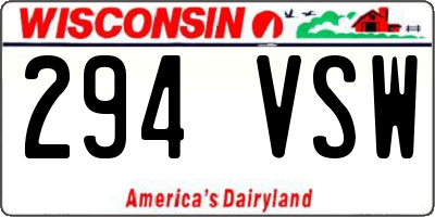 WI license plate 294VSW