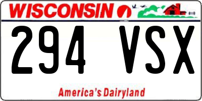 WI license plate 294VSX
