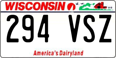 WI license plate 294VSZ