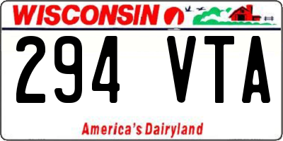 WI license plate 294VTA
