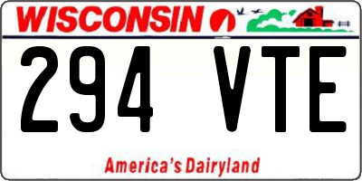 WI license plate 294VTE