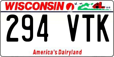 WI license plate 294VTK