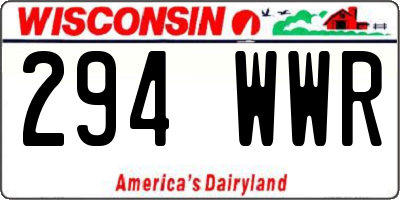 WI license plate 294WWR
