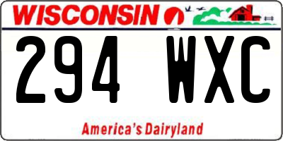 WI license plate 294WXC