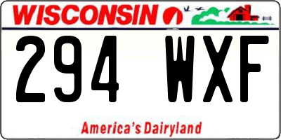 WI license plate 294WXF