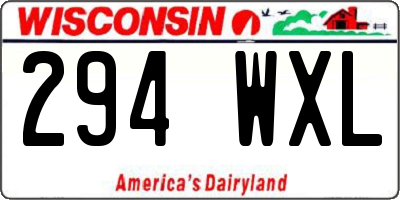 WI license plate 294WXL