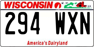 WI license plate 294WXN